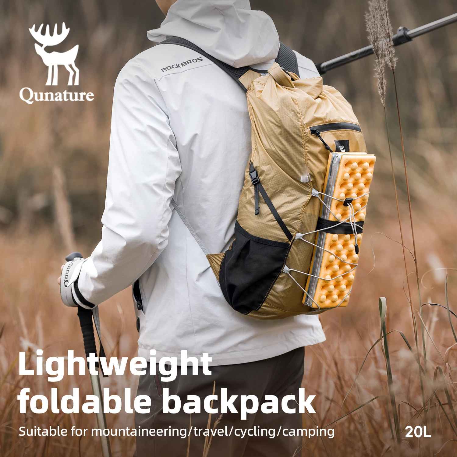 Qunature 20l mochila dobrável  - Cycling Commuter Backpack avaliação e preço